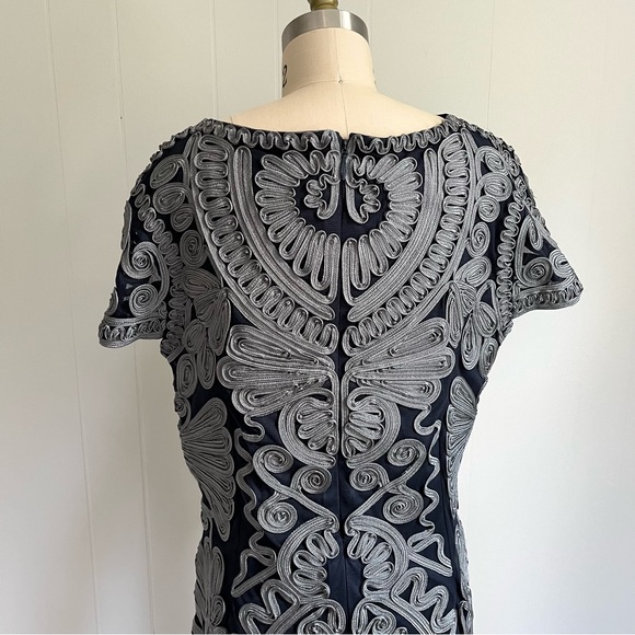 JS Collections Short Sleeve Mesh Cocktail Dress Size 12 Soutache Sheer Cocktail - Picture 6 of 15